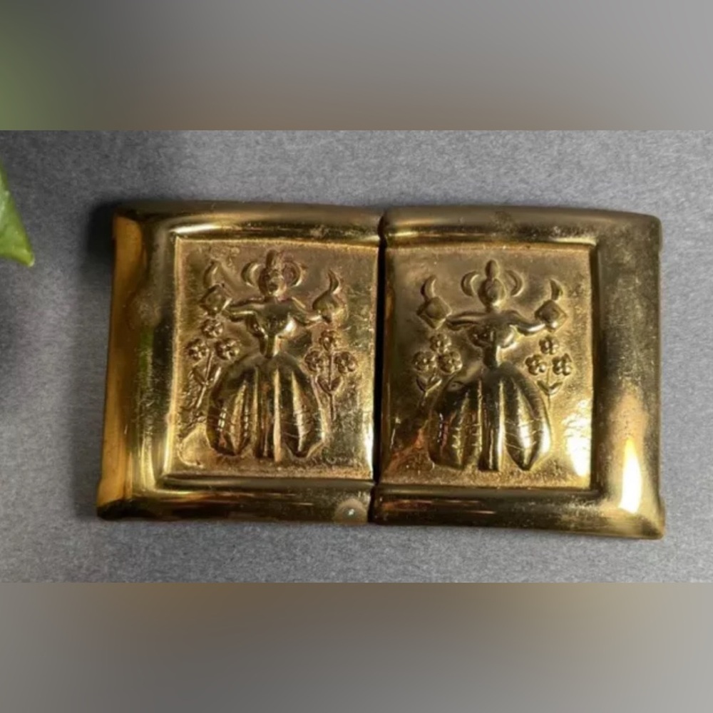 Vintage Two Piece Solid Brass Belt Buckle Schaffer Belt Co. Signed Original
